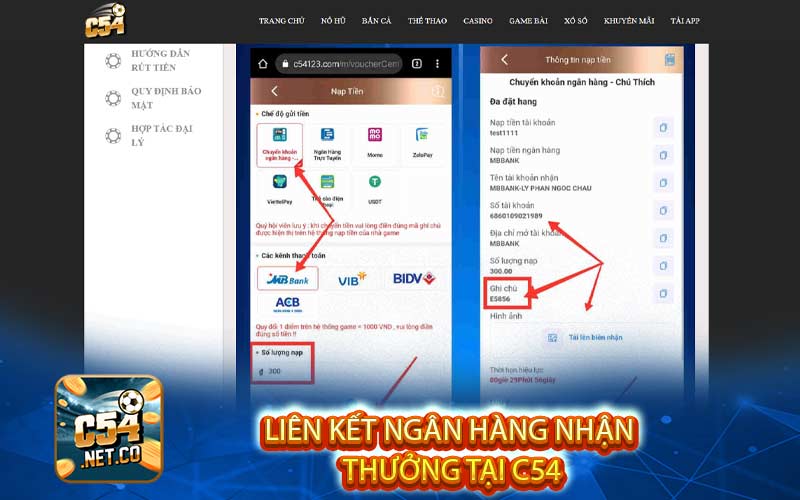 Hướng dẫn liên kết ngân hàng tại C54
