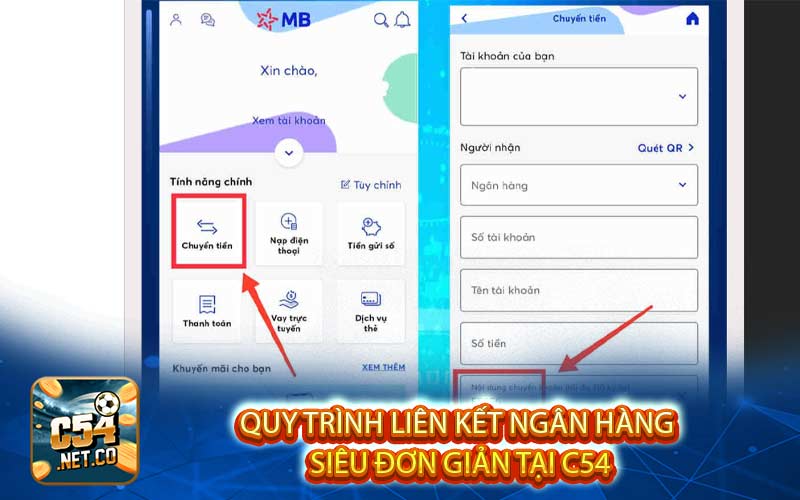 Quy trình liên kết ngân hàng siêu đơn giản tại C54